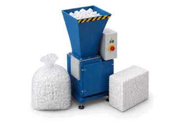 Reduced EPS waste material for further processing in a compactor