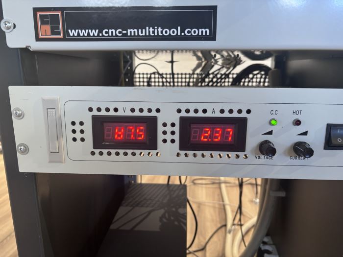 Power supply with voltage and current controls for hot wire cutting machine