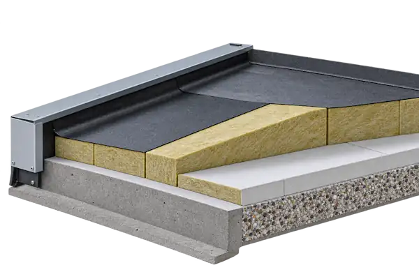 Automated production of roof elements from rock wool, PIR, PU and PUR