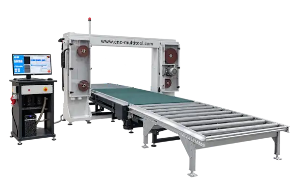 FW5000HR for producing roof elements from rock wool, PIR, PU and PUR